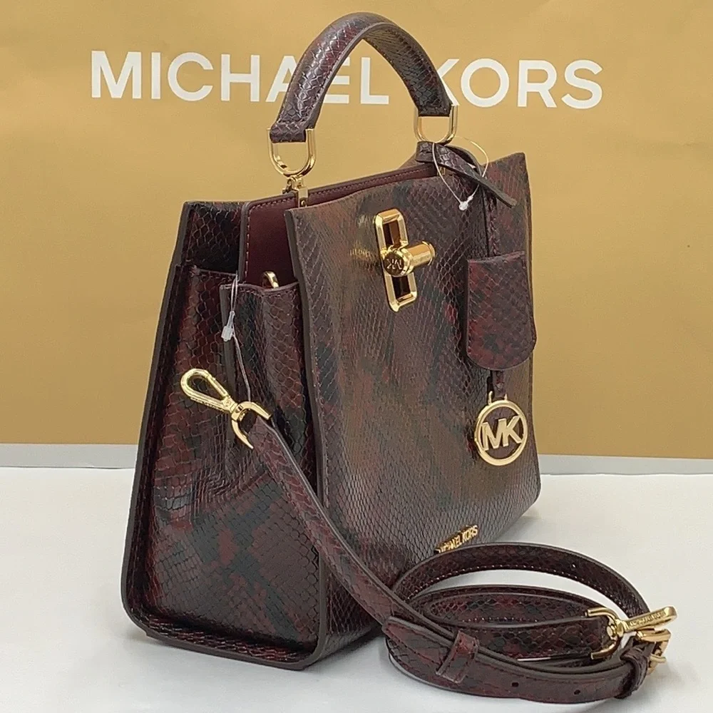 MICHAEL KORS PENELOPE MEDIUM TOP HANDLE SATCHEL MERLOT MULTI COLOR - Picture 5 of 16
